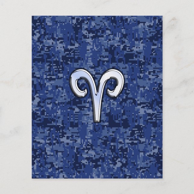 Aries Zodiac Sign on Navy Blue Digital Camo Flyer (Front)