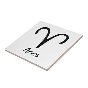 Aries Zodiac Sign on White Background Tile