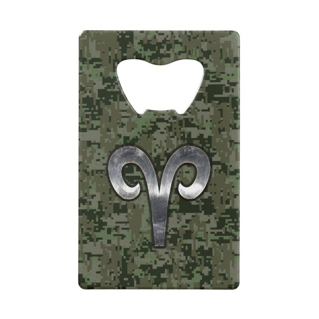 Aries Zodiac Sign on Woodland Green Digital Camo (Front)