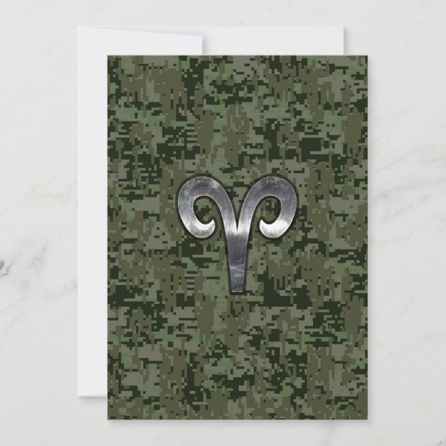 Aries Zodiac Sign on Woodland Green Digital Camo (Front)