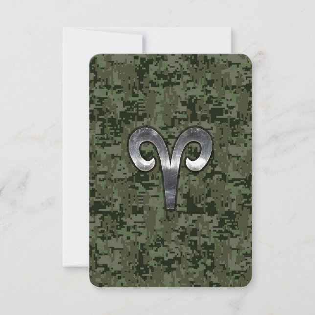 Aries Zodiac Sign on Woodland Green Digital Camo (Front)