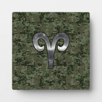 Aries Zodiac Sign on Woodland Green Digital Camo