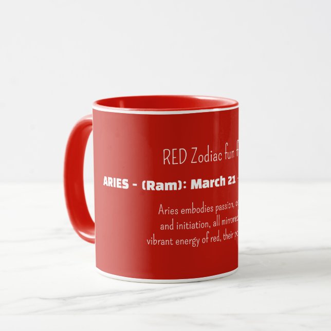 ARIES Zodiac Sign Personality Traits Mug (Front Left)
