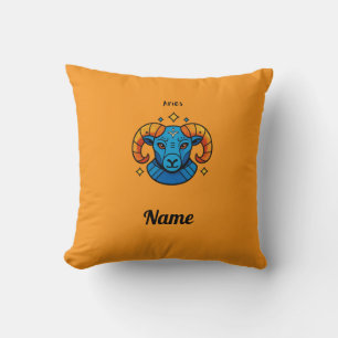 Aries Zodiac Sign Pop Art Retro Ram Illustration Cushion