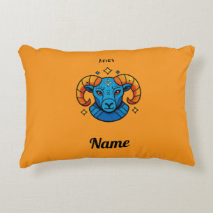 Aries Zodiac Sign Pop Art Retro Ram Illustration Decorative Cushion