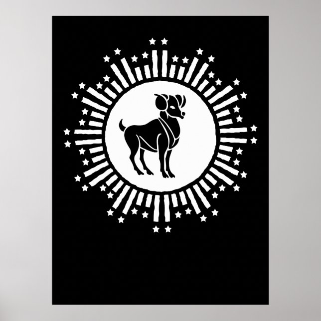 Aries Zodiac Sign Ram Cosmic Starburst Design (Front)