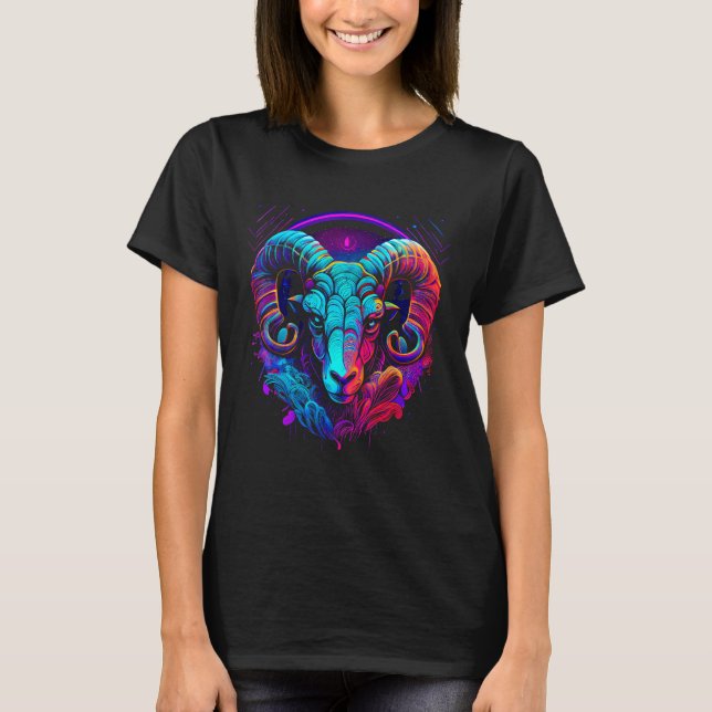 Aries Zodiac Sign Ram Graphic Astrology Cool Horos T-Shirt (Front)