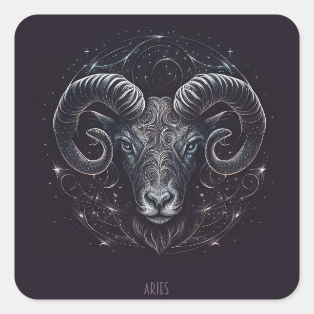 Aries Zodiac Sign Square Sticker (Front)