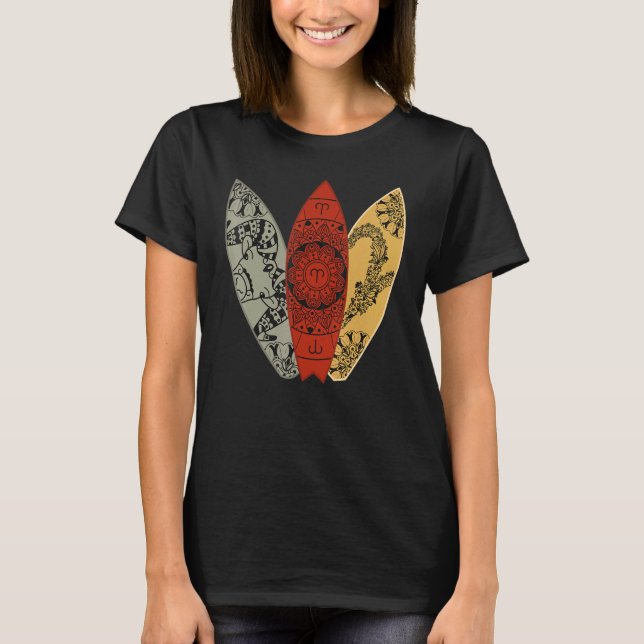 Aries Zodiac Sign Surfboard Surfing Horoscope T-Shirt (Front)
