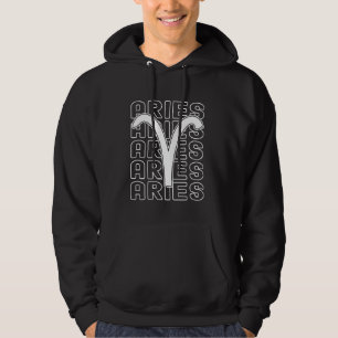 Aries Zodiac Sign Typography Astrology Hoodie