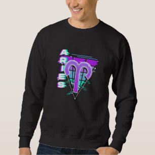 Aries Zodiac Sign Vaporwave Aesthetics 80s 90s For Sweatshirt