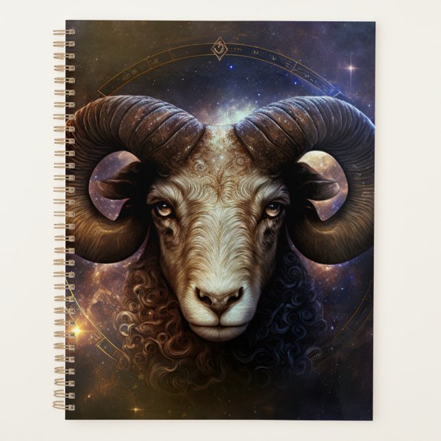 Aries Zodiac Sign Watercolor Design Planner (Front)