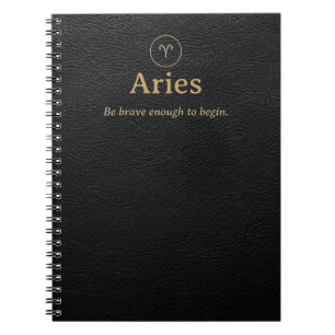 Aries Zodiac Spiral Notebook - Faux Leather Look