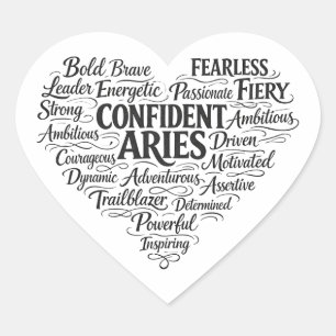 Aries Zodiac Square Sticker   Word Cloud 