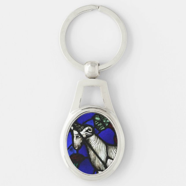 Aries Zodiac Stained Glass Notre-Dame de Paris OKe Key Ring (Front)
