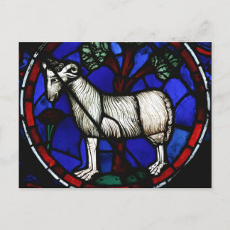 Aries Zodiac Stained Glass Notre-Dame de Paris Pc Postcard