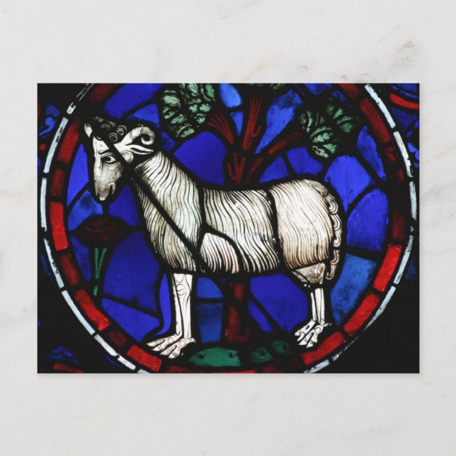 Aries Zodiac Stained Glass Notre-Dame de Paris Pc Postcard (Front)