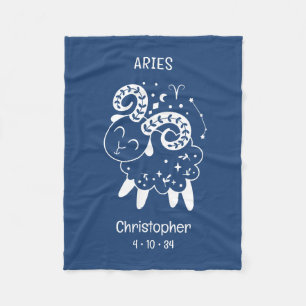 Aries Zodiac Star Name Birthdate Blue Baby Fleece Blanket