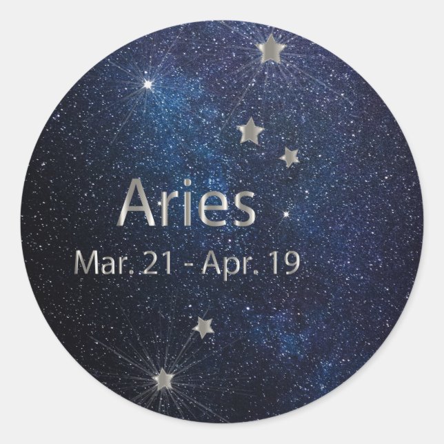 Aries - Zodiac Star Sign Classic Round Sticker (Front)