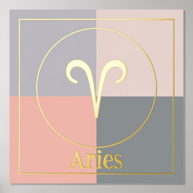 Aries Zodiac Star Sign Grey Pink Gold (Front)