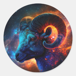 Aries Zodiac Star Sign Round Sticker