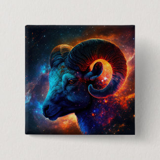 Aries Zodiac Star Sign Square Button