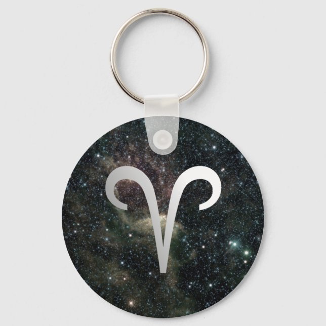 Aries Zodiac Star Sign Universe Keyring (Front)