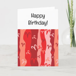 Aries Zodiac Stripes Birthday Card