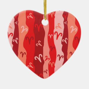 Aries Zodiac Stripes Ceramic Tree Decoration