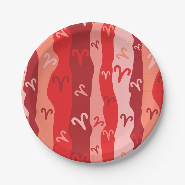 Aries Zodiac Stripes Paper Plate (Front)