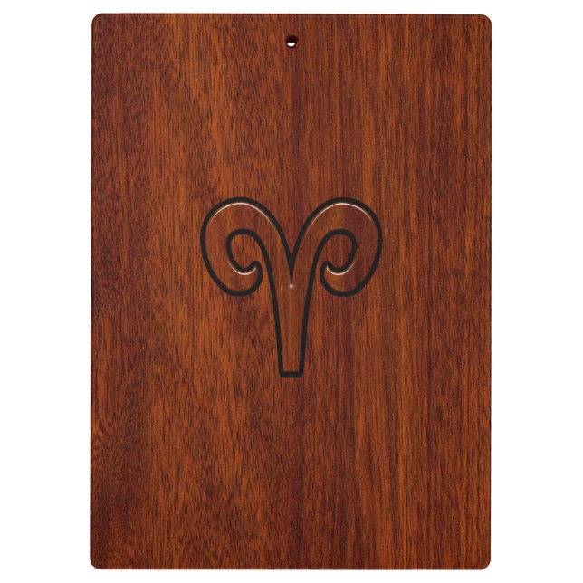Aries Zodiac Symbol Brown Mahogany like print Clipboard (Back)
