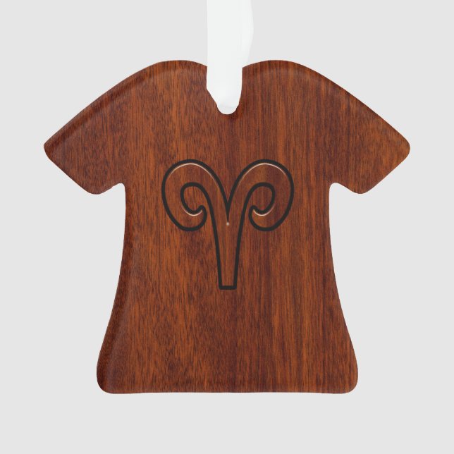 Aries Zodiac Symbol Brown Mahogany like print Ornament (Front)