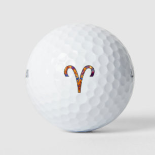 Aries Zodiac Symbol Element by Kenneth Yoncich Golf Balls