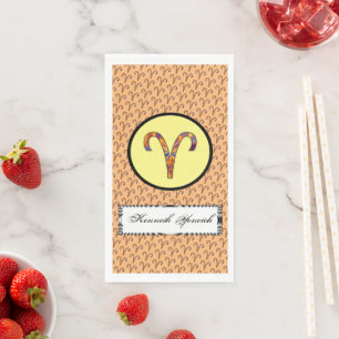 Aries Zodiac Symbol Element by Kenneth Yoncich Napkin