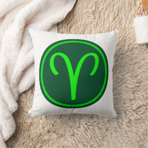 Aries Zodiac Symbol Green Mix Cushion