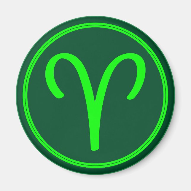 Aries Zodiac Symbol Green Mix Magnet (Front)