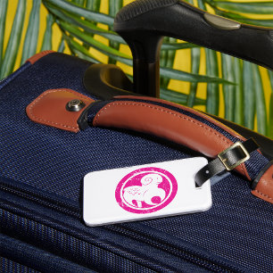 Aries Zodiac Symbol Grunge Pink Ram Astrology Luggage Tag