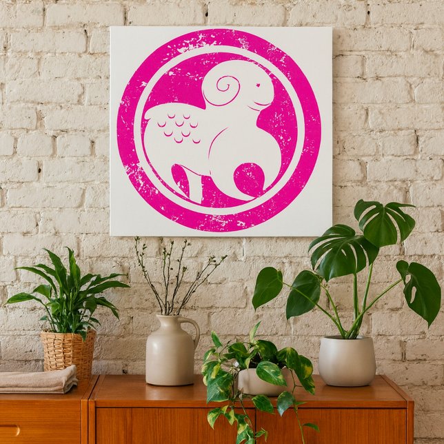 Aries Zodiac Symbol Grunge Pink Ram Astrology Poster (Creator Uploaded)