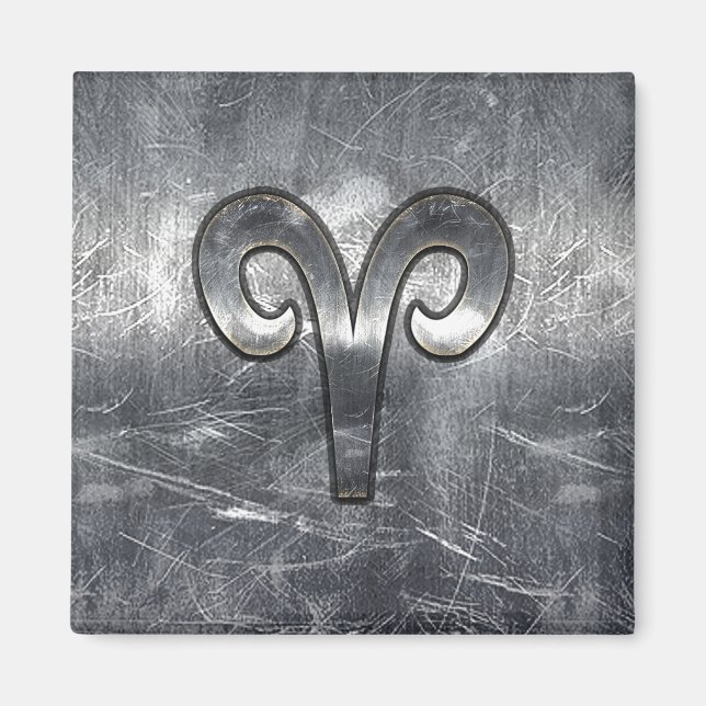 Aries Zodiac Symbol Industrial Style Magnet (Front)