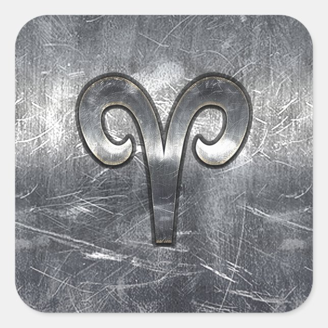 Aries Zodiac Symbol Industrial Style Square Sticker (Front)