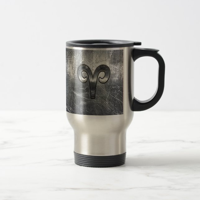 Aries Zodiac Symbol Industrial Style Travel Mug (Right)