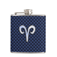 Aries Zodiac Symbol Navy Blue Carbon Fibre Style