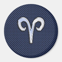 Aries Zodiac Symbol Navy Blue Carbon Fibre Style
