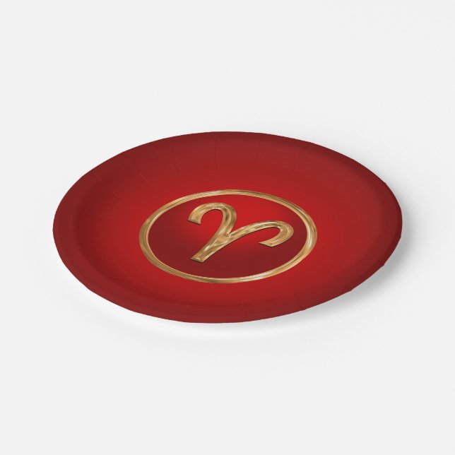 Aries Zodiac Symbol Paper Plate (Angled)