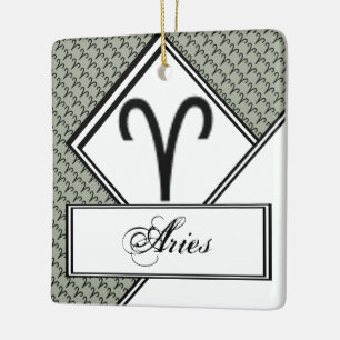Aries Zodiac Symbol Standard by Kenneth Yoncich Ceramic Tree Decoration