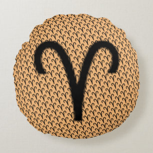 Aries Zodiac Symbol Standard by Kenneth Yoncich Round Cushion