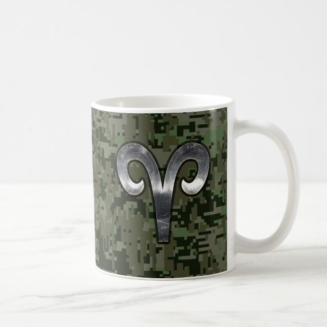 Aries Zodiac Symbol Woodland Digital Camouflage Coffee Mug (Right)