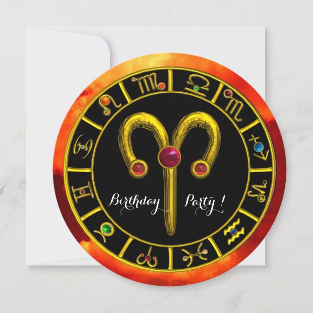 ARIES,ZODIACAL SIGNS,ZODIAC BIRTHDAY PARTY INVITES (Front)