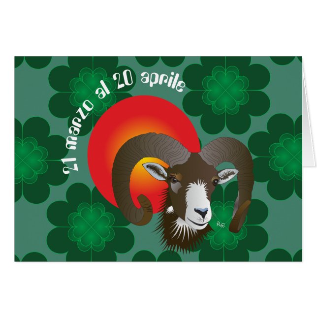 Ariete 21 marzo al 20 aprile Biglietti d'auguri (Front Horizontal)