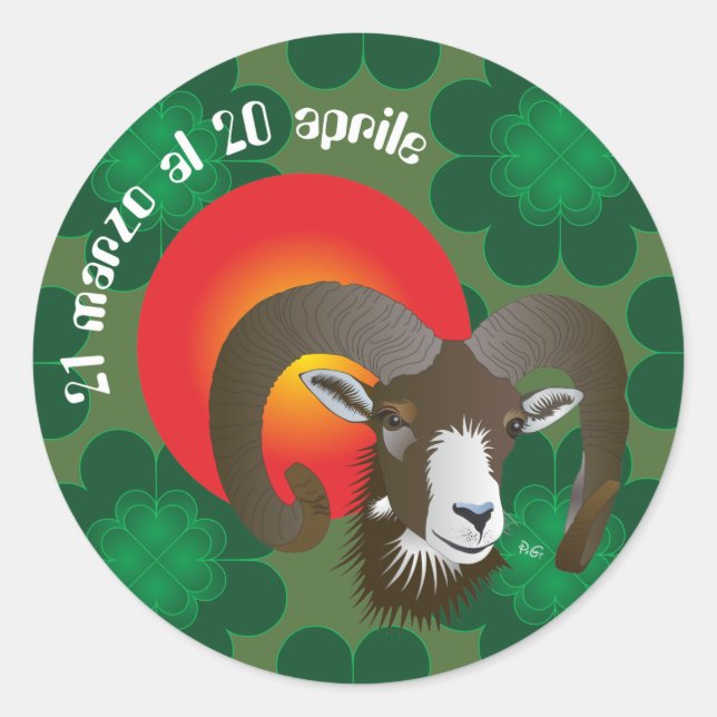 Ariete 21 marzo al 20 aprile classic round sticker (Front)